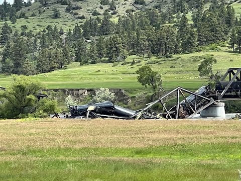 Footage of bridge collapse and train derailment near Reed Point, Montana