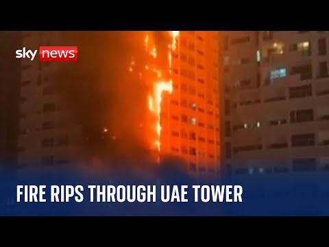 Huge fire engulfs high-rise apartment building in UAE